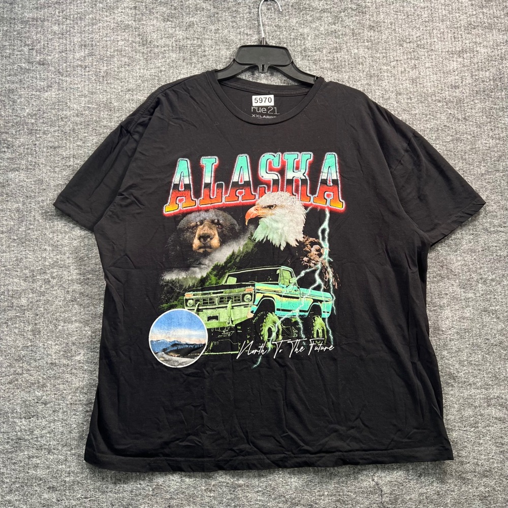rue21 Alaska North To The Future Bear Eagle Truck Graphic Tee Black XXL